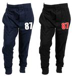 Trendy Dukaan Boy's Slim Fit Track Pants and Joggers (Navy Blue & Black, 14-15 Years - Length 38) - 2 Pieces