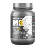 MuscleBlaze Biozyme Iso-Zero, Low Carb, 100% Pure Whey Protein Isolate with USA Patent-Published Enhanced Absorption Formula (EAF®), 27g Pure Isolate Whey Per Scoop (Unflavoured, 1kg / 2.2lbs)