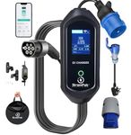 StromPuls 7.2 kW Portable EV Charger, Smart App, 1 Phase, 2.6inch Large Screen, IP65, 5 Meter TPU Cable, Adjustable Amp, Bag,Wall Holder Clips,Emergency Earthing off option, 5 Years Warranty* (Bundle)