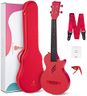 Enya Concert Ukulele Carbon Fiber Nova U 23" -Waterproof Travel Ukulele with Case, Strap & Capo - All Weather Performance for Beginners & Travelers (Red)