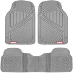 Motor Trend FlexTough Performance All Weather Rubber Car Floor Mats - 3 Piece Floor Mats Automotive Liners for Cars Truck SUV, Heavy-Duty Waterproof (Gray)