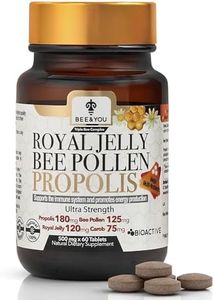 BEE and YOU Royal Jelly Tablet, Propolis Extract, Bee Pollen, 100% Natural Superfood, Ultra Pure, Immune Support Supplement, Improve Energy, Focus, Antioxidants, Fresh, Keto, Paleo, Gluten-Free | 60ct