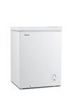 Hisense FC50D6EWE 5.0 Cu.Ft Chest Freezer with Removable Basket, 360° Cooling, 135-Hour Power Retention, Adjustable Feet, Smart Water Drain, Durable Aluminum Liner for Home, Basement, Garage, White