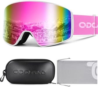 Odoland Kit di Maschera da Sci con Scatola, Maschera Snowboard Cilindrici Ampia Vista Anti-Nebbia Protezione UV, Occhiali da Sci per Uomo e Donna, WP