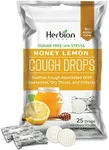 Herbion Naturals Cough Drops with Natural Honey Lemon Flavor, Sugar-Free with Stevia, Dietary Supplement, Soothes Cough, for Adults & Children Over 6 Years, 25 Drops, No Artificial Flavor or Color