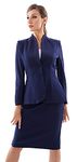 Marycrafts Women's Formal Office Business Work Jacket Skirt Suit Set - blue - 14