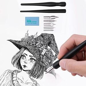 ZLXFT Juego de Bolígrafos de Cómic,Pluma de Caligrafía Plumilla Plumillas Dibujo,Plumillas Dibujo Manga,Manga Pen,Plumillas Caligrafia,Bolígrafos de caligrafía Bolígrafo de dibujo para principiantes