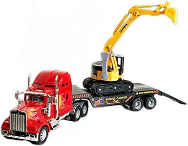 Big Daddy Big Rig Heavy Duty Tractor Trailer Low Boy Transport Flat Bed & Excavator Toy Trucks COMBO series