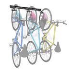 Koova Wall Mount Bike Storage Rack Garage Hanger For 3 Bicycles + Helmets Fits All Bikes Even Large Cruisers/Big Tire Mountain Bikes (3 Bike Rack)