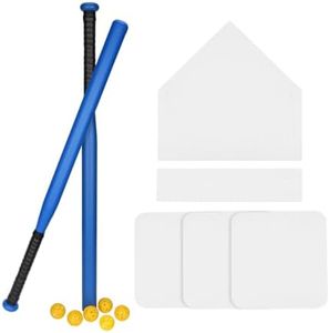 Hikeen 13 Pcs Baseball Bat Set Include 2 Plastic Baseball Bat 32 Inch & 6 Plastic Balls, 5 Throw Downs Base Indoor Outdoor for Baseball Softball Batting Practice Kids Youth Adult