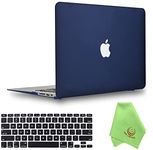 UESWILL Compatible with 2010-2017 Release MacBook Air 13 inch Model A1466 A1369, Hard Shell Case with Black Keyboard Cover + Microfiber Cloth, Navy Blue