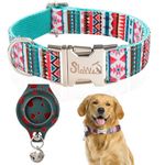 RETOLIT Dog Collar with Airtag Holder, Adjustable Airtag Dog Collar with Metal Buckle & D-Ring, Soft & Comfortable Dog Collar for Small Medium Large Dogs, Suitable for Outdoor Walks（Blue,M