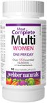 Webber Naturals Most Complete Multi For Women, 90 Capsules, One-Per-Day, Over 55 Vitamins, Minerals, and Whole Food Fruit and Vegetable Sources per Capsule, Vegetarian