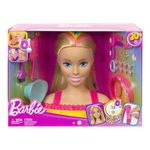 Barbie Totally Hair Styling Doll Head & 20+ Accessories, Color Reveal & Color-Change Pieces, Straight Blonde Neon Rainbow Hair