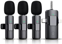 3 in 1 Wireless Lavalier Microphone for iPhone, iPad, Android, Camera,12-Hour Battery, mini Noise Reduction Recording Mic 2.4G Ultra-Low Delay, Microphone for Vlog/ TikTok/YouTube Live Stream( 3 Mic)