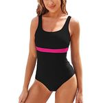 TcIFE Women Swimsuits One Piece Swimming Costume for Ladies Sports Bathing Suits Tummy Control Swimwear Vintage Push-up Backless Monokini Black Rose