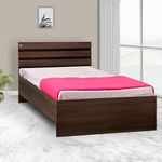 DELITE KOM | 1 Year Warranty | Single Bed, Cocoa Engineered Wood Bed Without Storage, Wooden Bed (77x36.75 Inches) | Installation Included | Color - Acacia Dark | Good for Bedroom