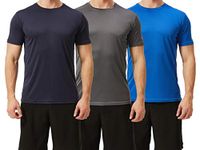 TEX2FIT Men's 3 Pack Active Sport Quick Dry T-Shirts (3 pcs Set) (L, PRO Series - Dark Grey/Navy/Royal)