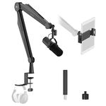 IXTECH Mic Boom Arm Microphone Arm for Blue Yeti Shure Sm7b Hyperx QuadCast Rode At2020 and Fifine Upgraded Mic Stand with Tablet and Headphone Holder for Gaming Podcasting and Streaming CAPTAIN PRO