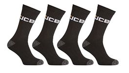 JCB - Men's Black Workwear Boot Socks | 4 Pairs | U.K. Size 6-11 | Reinforced Men's Boot Work Socks (UK, Numeric, 6, 11, Regular, Regular, Black)