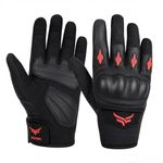 XTRIM Protekt - Universal Bike Riding Gloves for Men (Large), Sloping Finger Knuckles, Bike Accessories, Touchscreen Compatible Fingertips, Suede Padding, Gloves for Protection, Washable (Black & Red)