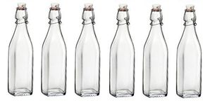 Bormioli Rocco ‘Swing’ Multipurpose Glass Bottles 500ml (Set of 6) – Glass Airtight Preserve Bottles with Swing-Top Lids – Water Bottles for Fridge/Oil Bottles for Kitchen – Premium Toughened Glass