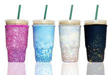 Baxendale Iced Coffee Sleeves for Cold Drink Cups - 4 Pack Reusable Neoprene Iced Beverage Cup Sleeve for Hot & Cold Drinks, Compatible with Starbucks Dunkin and more