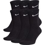 Nike Everyday Cushion Crew Socks, Unisex , Black/White, L (Pack of 6 Pairs )