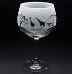 GLYPTIC GLASS ART 'Giraffe' Hand Etched/Engraved Gin Cocktail Glass