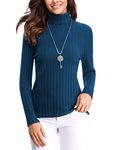 Gyabnw Roll Neck Jumper Women Knitted Sweater Pullover Long Sleeve Turtle Tops Casual Winter Lake Blue