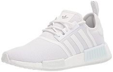 adidas Originals Womens NMD_R1 Primeblue Shoes Sneaker, White/white/Silver Metallic, 6.5 US