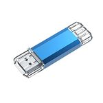 JUANWE USB Type-C Flash Drive 128GB Dual Drive USB 3.0 OTG Thumb Drive Memory Stick for USB-C Smartphones, MacBook, Computers & Tablets (Blue)