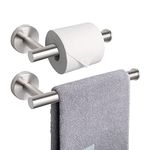 NearMoon Bath Toilet Paper Holder+ Hand Towel Holder, 2 Pieces Bathroom Hardware Set- Premium 304 Stainless Steel Toilet Roll Holder and Towel Rack Wall Mounted for Bathroom/Kitchen (Brushed Nickel)