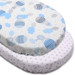 PEKITAS Lotto 2 Lenzuolas Con Angoli 75x33cm/72x32cm/70x30cm Per Carrozzina Materasso Culla Navicella Passeggino Mosè