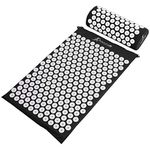 ProsourceFit Acupressure Mat and Pillow Set for Back/Neck Pain Relief and Muscle Relaxation, Black