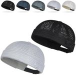 INDIGO WHALES 2 Pack Men's Breathable Brimless Hat, Lightweight Mesh Skull Cap for Summer Outdoor Wear (Black+Light Gray)