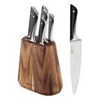 Tefal Jamie Oliver Kitchen Knives Set, 6 Pieces: Knife Block, Chef, Bread, Slicing, Santoku, Utility, Paring, German Stainless Steel, Ice Hardened, Sharp Blades, Comfortable Handles, K267S656