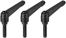 uxcell M8 x 32mm Handle Adjustable Clamping Lever Thread Push Button Ratchet Male Threaded Stud Knobs Rotating Screw Handles Bolts with Locking Lever Black 3pcs