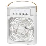 Drumstone 【15 Years Warranty】 Elevate comfort with the Portable Air Conditioner Fan. This air fan features a 500 ml water tank, USB cooler, mini humidifier with 7 colors LED light_Multicolor