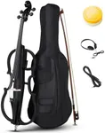 Doredo 4/4 Electric Cello Kit for Adults, Beginners,Complete Full Size Cello Set with Portable Bag, Bow, Rosin,Earphone and Connecting Cable,Black