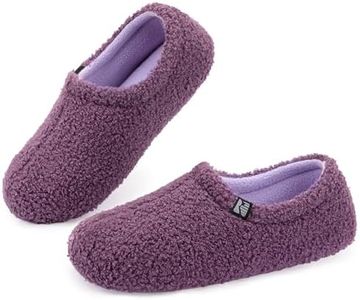 RockDove Women's Teddy Fleece Closed Back Indoor Slipper, Size 7-8 US Women, Eggplant