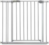 hauck Stop N Safe 2 with 9cm Extension, Silver - Pressure Fit Baby Gate 84-89 cm for Doors and Stairs, Closes Manually, Opens to Both Sides with One Hand, Metal