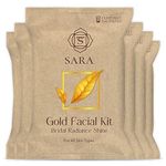 SARA SOUL OF BEAUTY Gold Facial Kit | 6 Easy Step | Organic Facial Kit | For Natural Golden Glow & Radiant Skin | Skin Purifying Glow | Improves Skin Elasticity | With Mask,( 43Gm X 6 Packs )