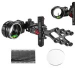 Compound Bow Sight Carbon Fiber Bar Micro Adjustable Single Pin Bow Sight T Shape Target Sight for LH/RH (Bow Sight with 6X Lens)