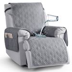 TAOCOCO Waterproof Recliner Chair Cover, Non Slip Armchair Covers for Recliner Chair with Pocket, Washable Recliner Sofa Cover Furniture Protector for Kids, Pets(1 Seater Small (20"), Light Grey)