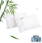 Standard Pillowcases, Cooling Viscose from Bamboo Pillow Covers with Envelope Closure, Soft Moisture-Wicking for Hot Sleepers, Hair and Skin-Friendly, White, 2 Pack