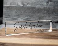 Acrylic Executive Personalised Desk Name Plate 12cm x 4cm x 12mm