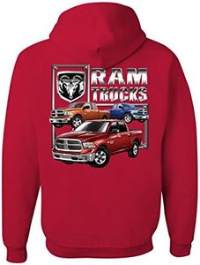 Tee Hunt RAM Trucks HEMI Hoodie Dodge RAM 1500 2500 3500 American Truck Sweatshirt, Red, 3X-Large