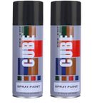 CUBE Gloss Black Spray Paint | 2 X 400 mL | for Metal, Plastic, Wood, Car & Bike | Fast Drying, Brilliant Finish, No CFCs, Interior & Exterior Use