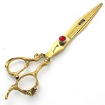 (3 choices) 7 inch or 8 inch salon professional salon scissors salon hairdresser hair cutting hairstyle pruning tools Japan 440c high hardness stainless steel (7-inch gold)